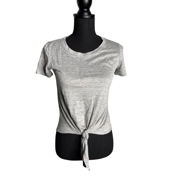 Harper Heritage Women's Light Gray Short Sleeve Front Tie Tee Shirt XXS - Picture 1 of 9